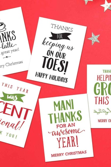 christmas gift card holders on red background