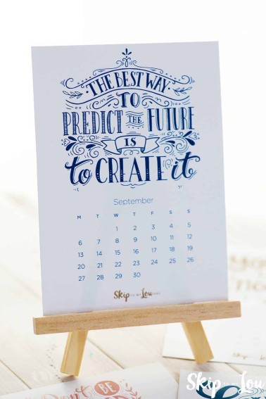 printable calendar on easel