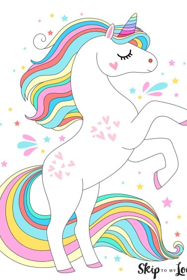 colored unicorn with rainbow tail