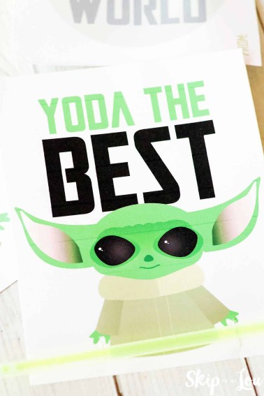 yoda best valentine with glow stick bracelet across the bottom