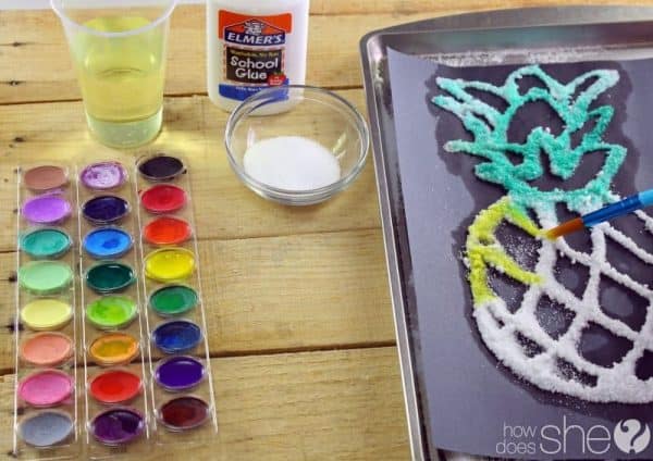 paint salt and with salt painting of a pineapple