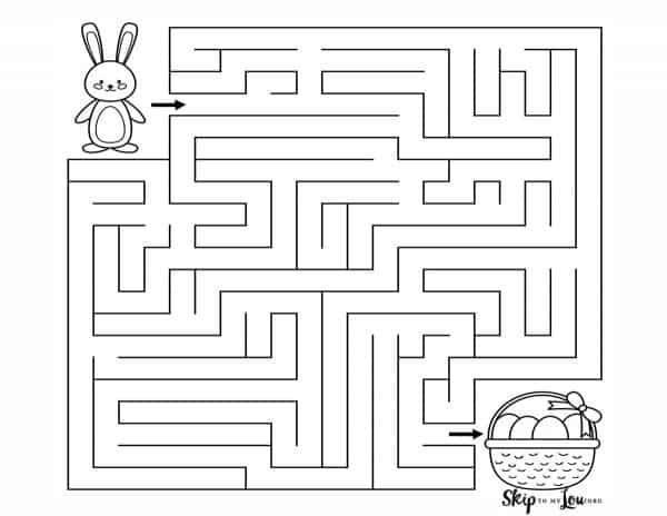 easter maze with bunny and basket