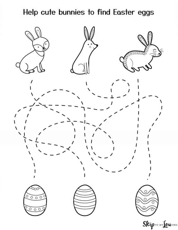bunnies find eggs tracing sheet