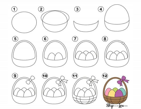 how to draw a basket