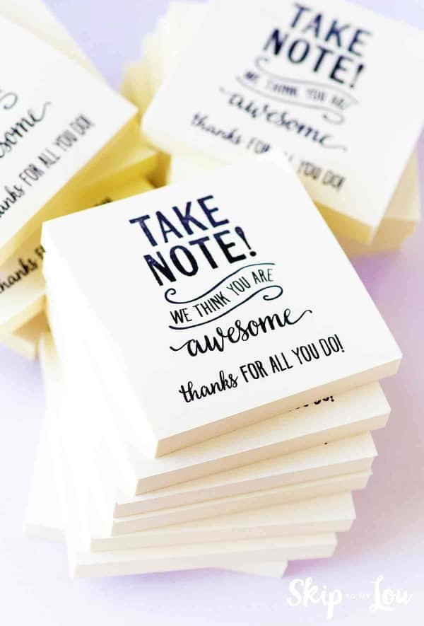 post it note gift for teachers