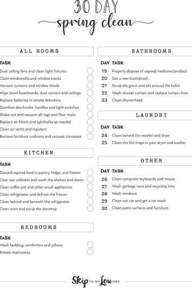 printable spring cleaning checklist