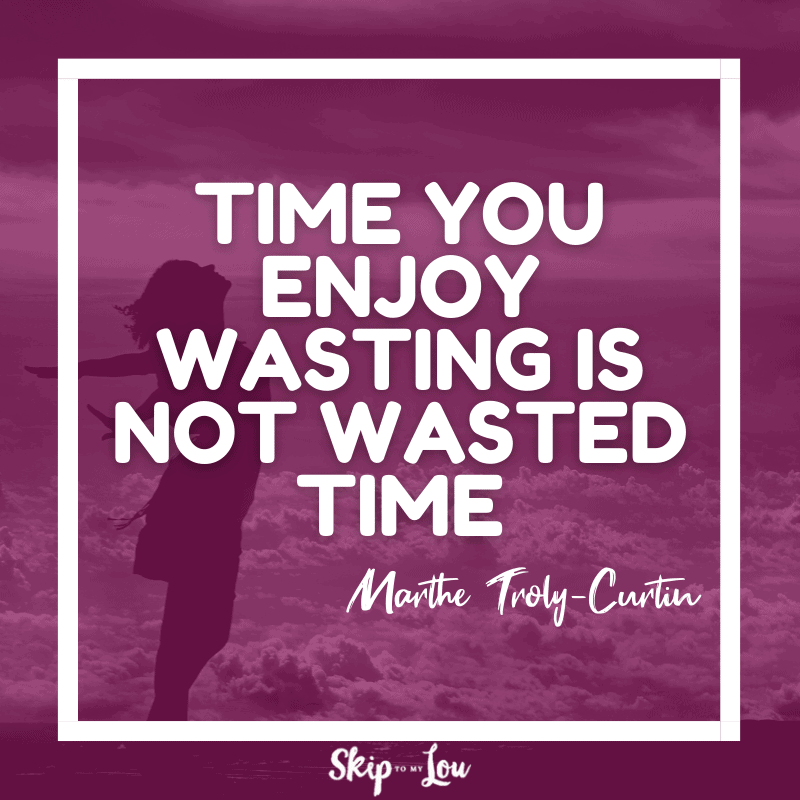 Time you enjoy wasting is not wasted time. — Marthe Troly-Curtin