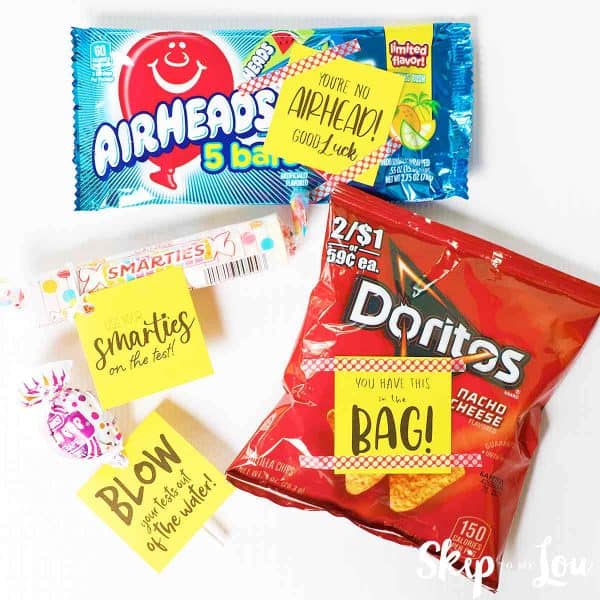 candy with small gift tags