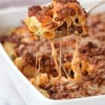 baked penne pasta with the cheese melted