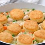 chicken pot pie with biscuits ready to serve