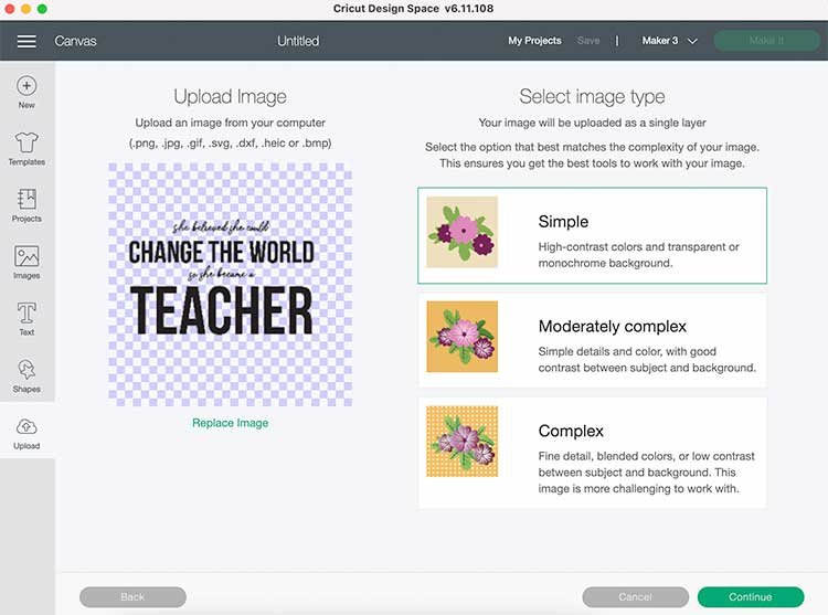 cricut design space screen