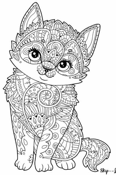 fancy cat coloring page