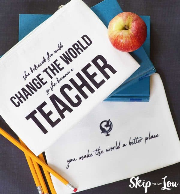 zippered pouches with sayings for teacher gifts