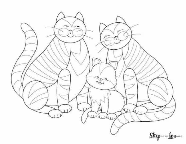 two Cats with Kitten