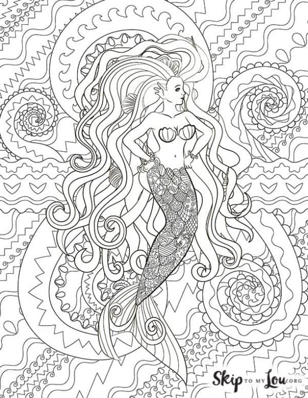 Very detailed Mermaid with an octopus background. -Skip To My Lou