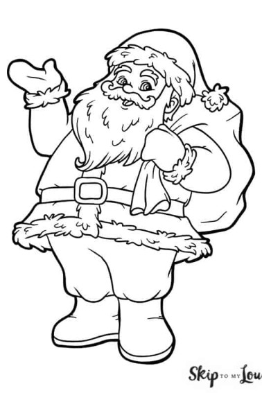 waving santa coloring page