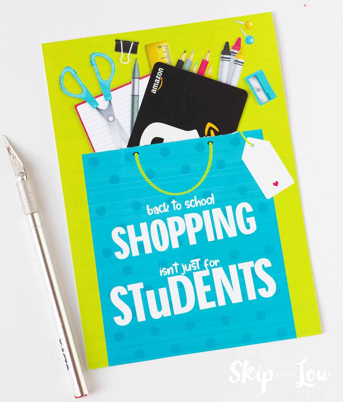 xacto knife to cut printable gift card