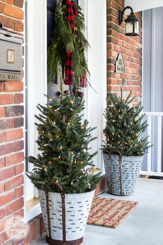 Image shows Christmas greenery for the porch.
