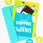 teacher gift card holder with amazon gift card and sticker around the edge
