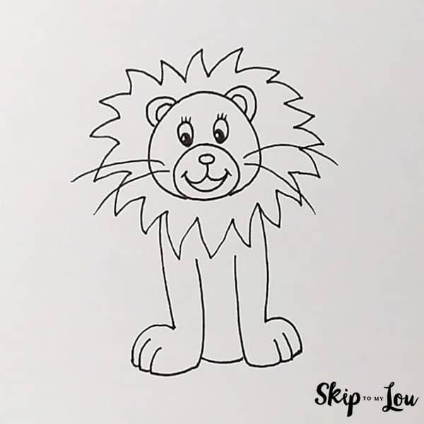Next Step for Lion Drawing is Adding the Line for the Bottom of his Tummy