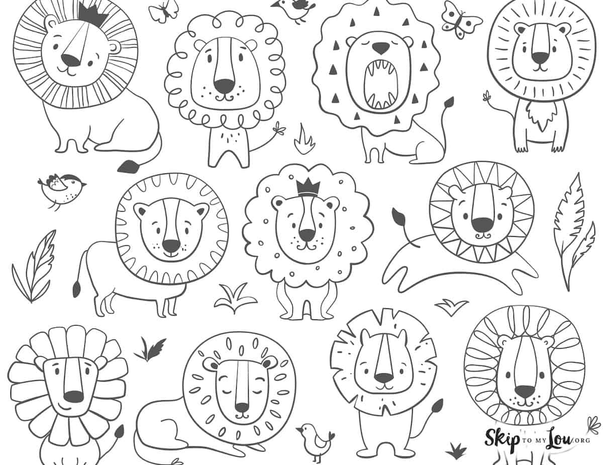 cut lions to color