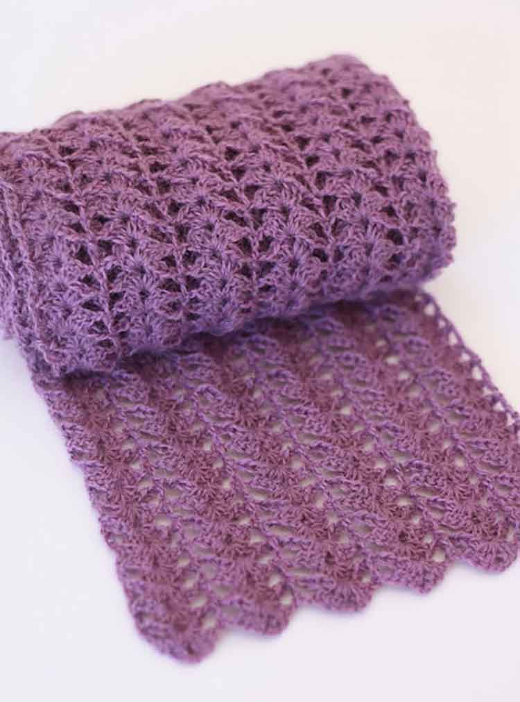 purple crochet scarf free pattern