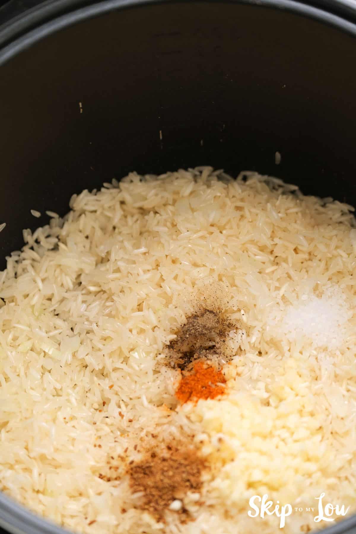 rice and spices in instant pot mexican rice