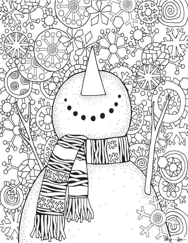 snowman looking up coloring page