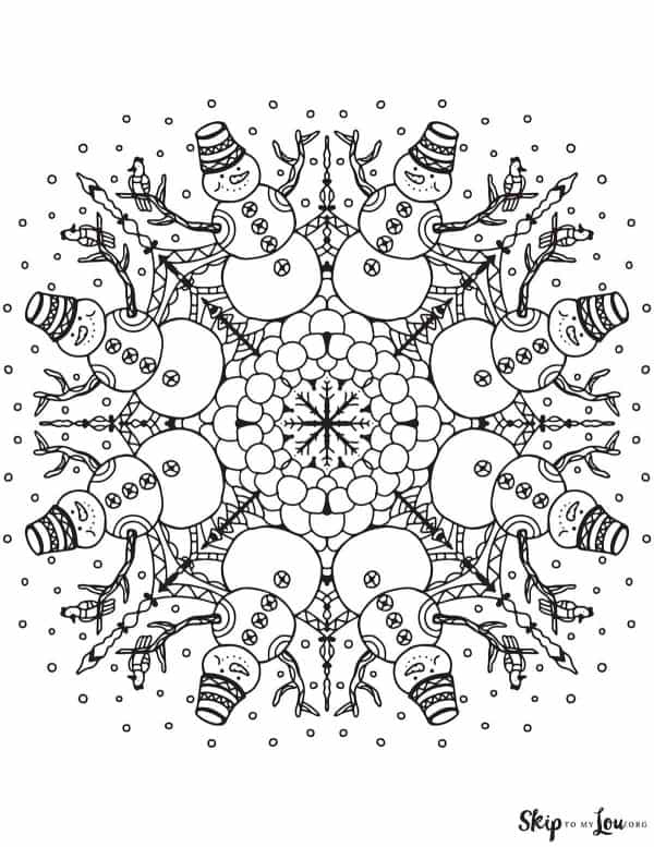 snowman mandala coloring page