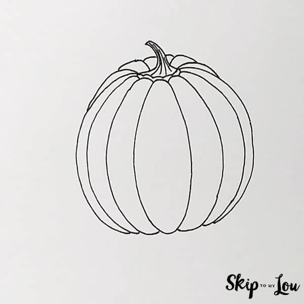 Step 8 For Drawing The Pumpkin Is Adding Lines to Highlight the Stem