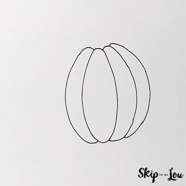 Drawing A Easy Pumpkin Continue With Another Skinny Partial Oval On the Right Side