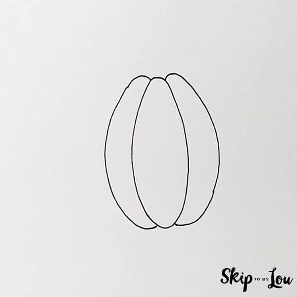 Step 3 For Drawing A Pumpkin Add A Long, Skinny Oval to the Left Side