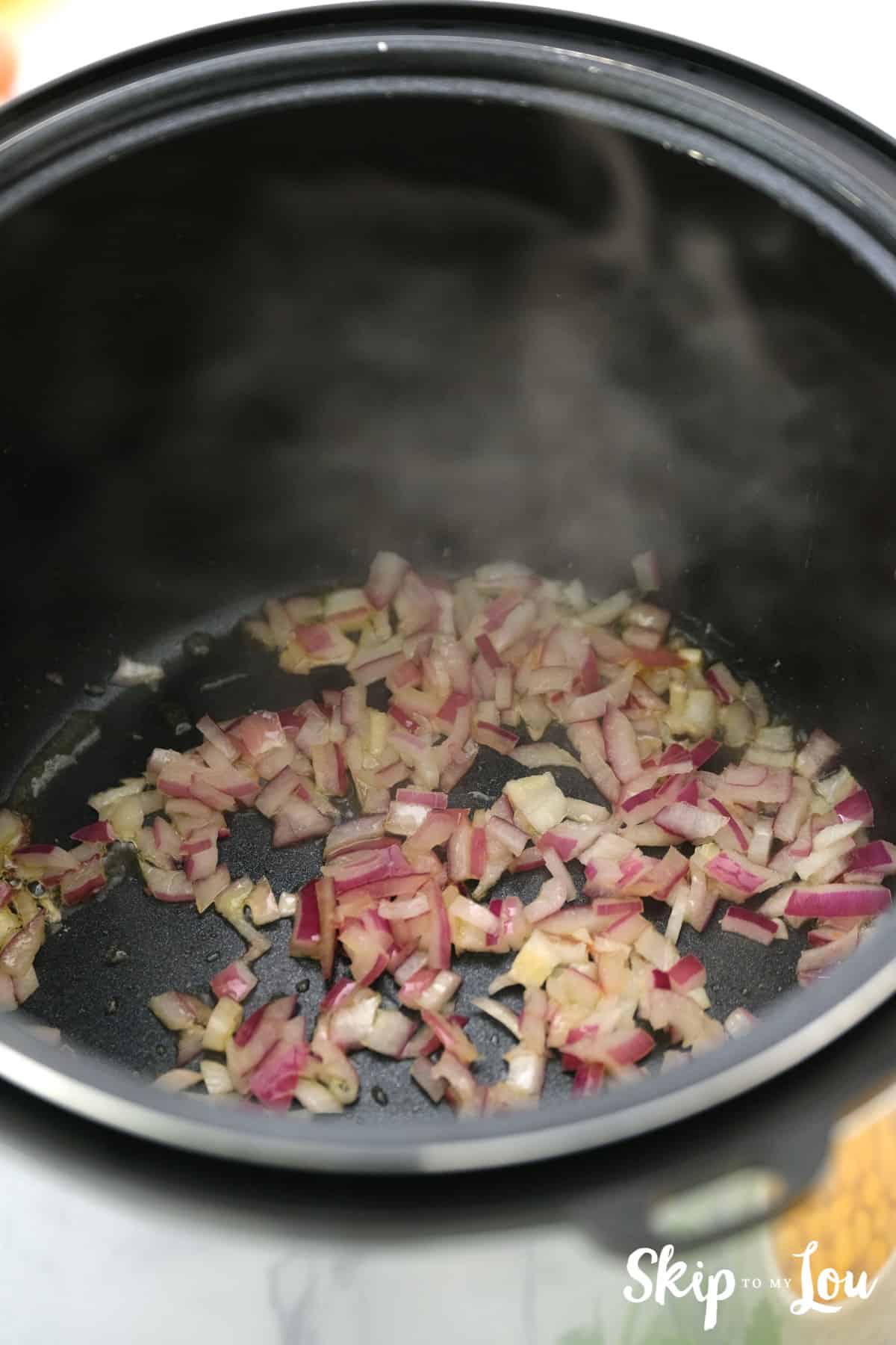 Saute Onions for Mexican Quinoa 