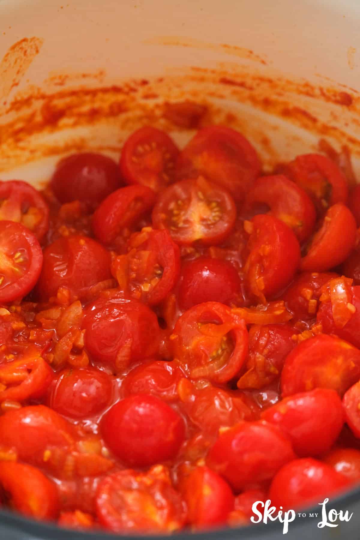 Next add tomatoes to the creamy one pot pasta easy