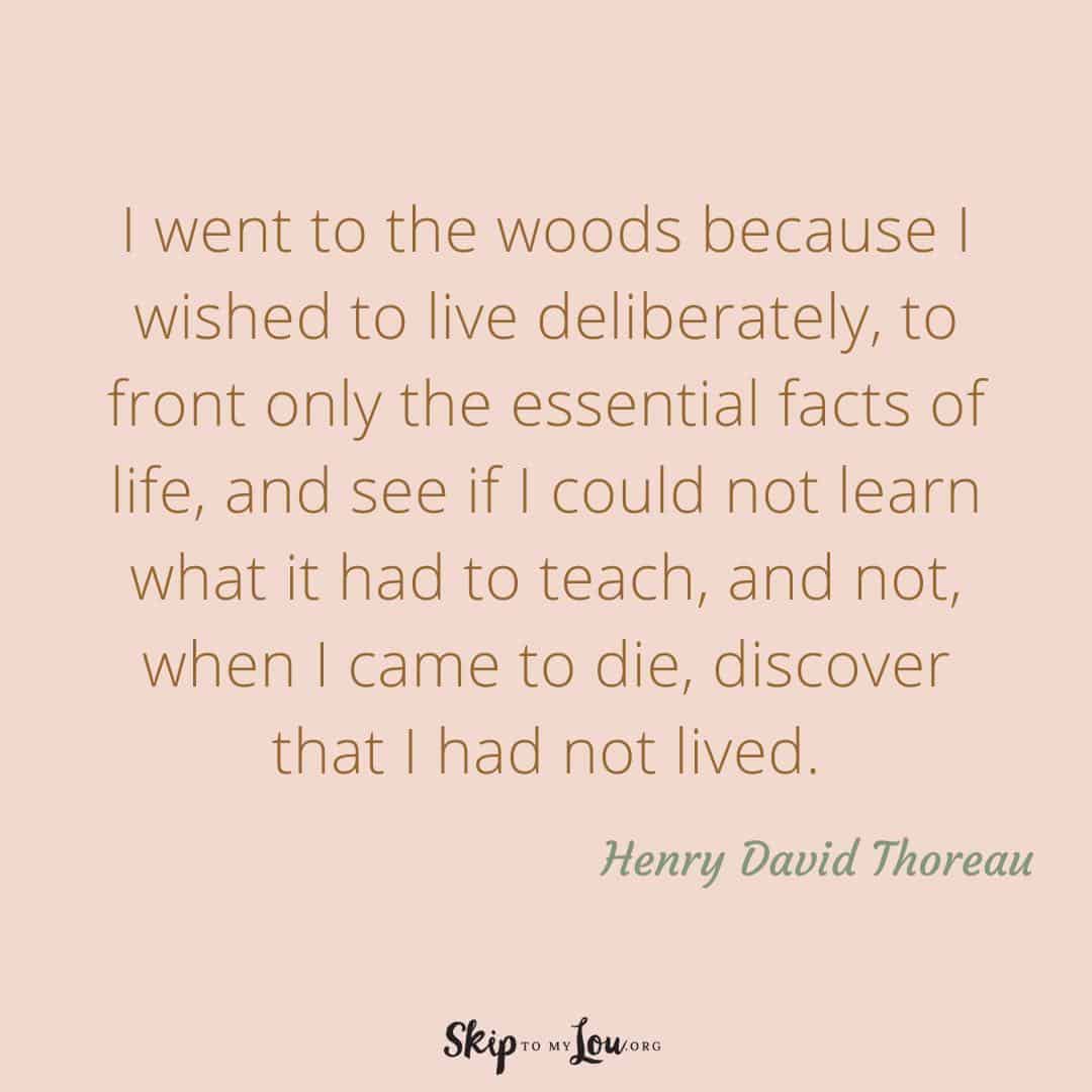 I went to the woods because I wished to live deliberately quote