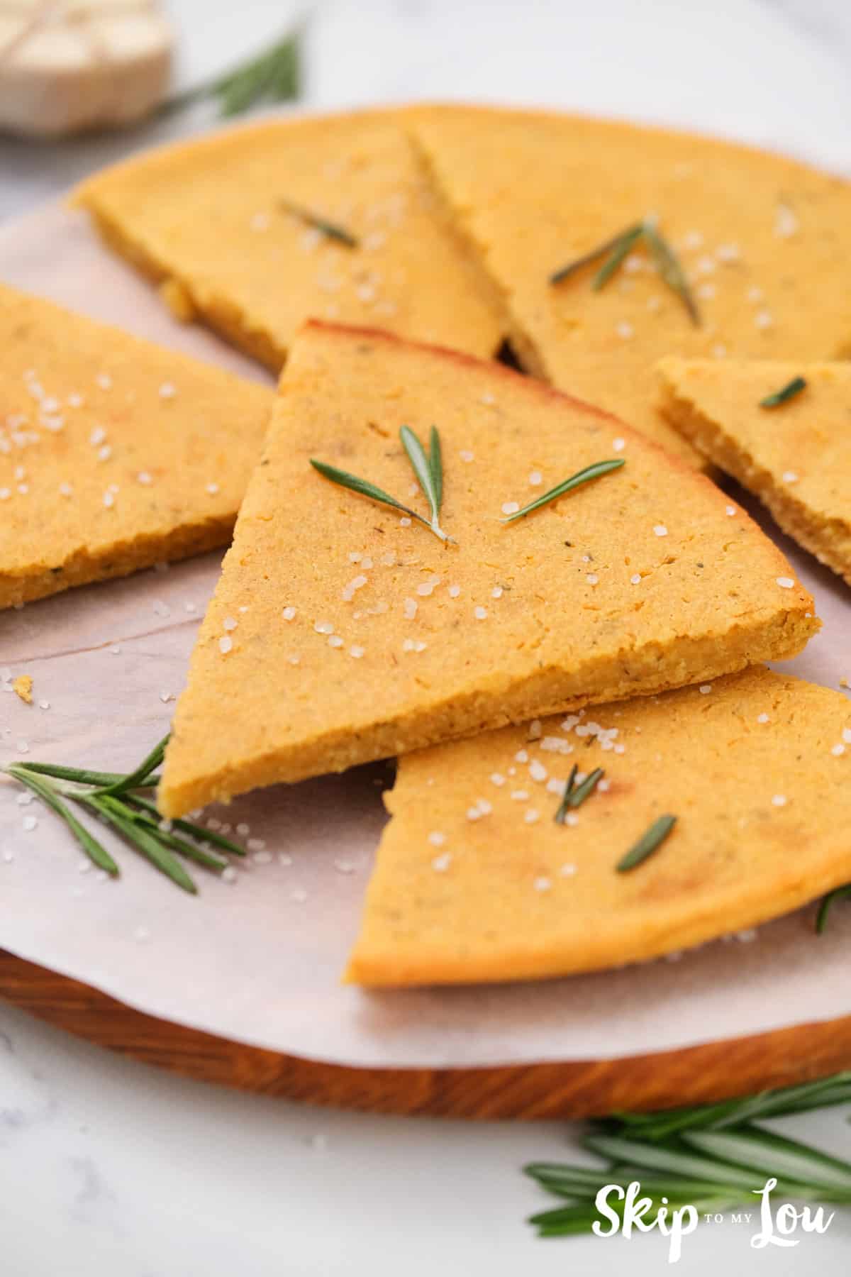 Sliced Socca Bread on a Platter