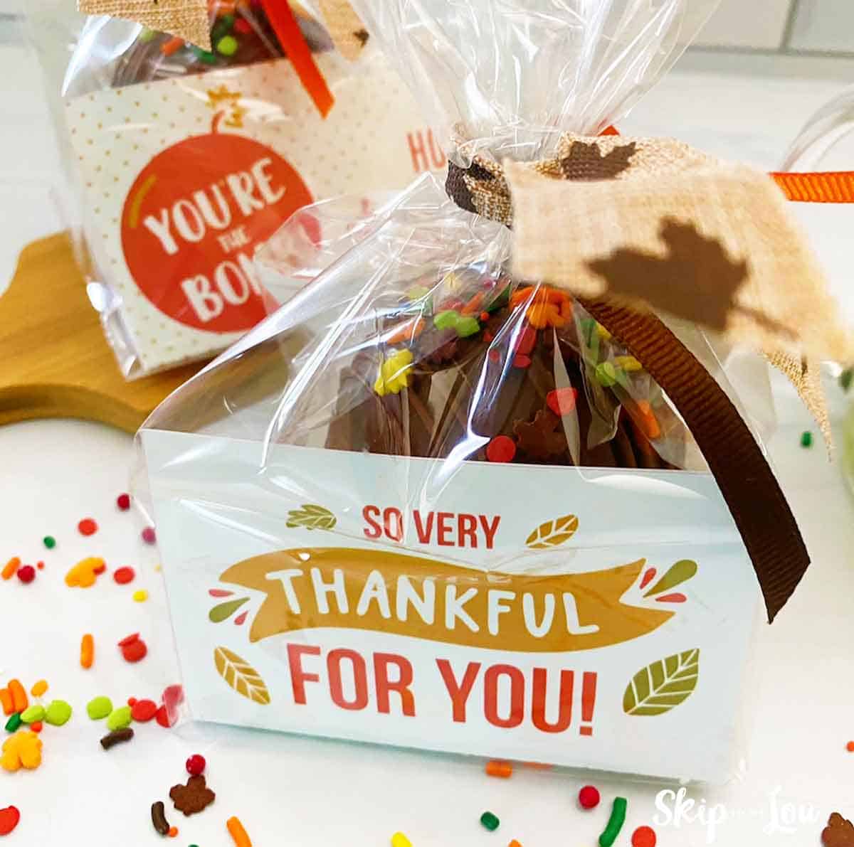 hot chocolate cocoa bombs packaged with you're the bomb and so very thankful for you tags
