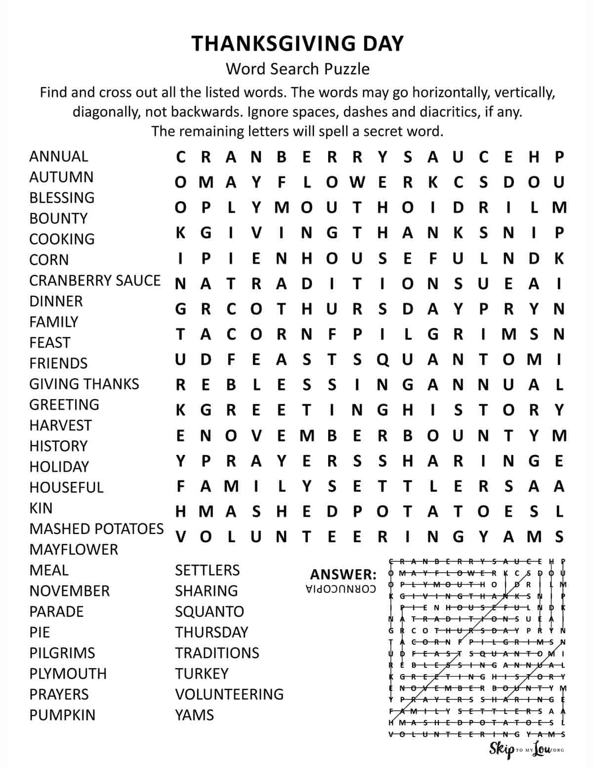 free printable word search puzzle
