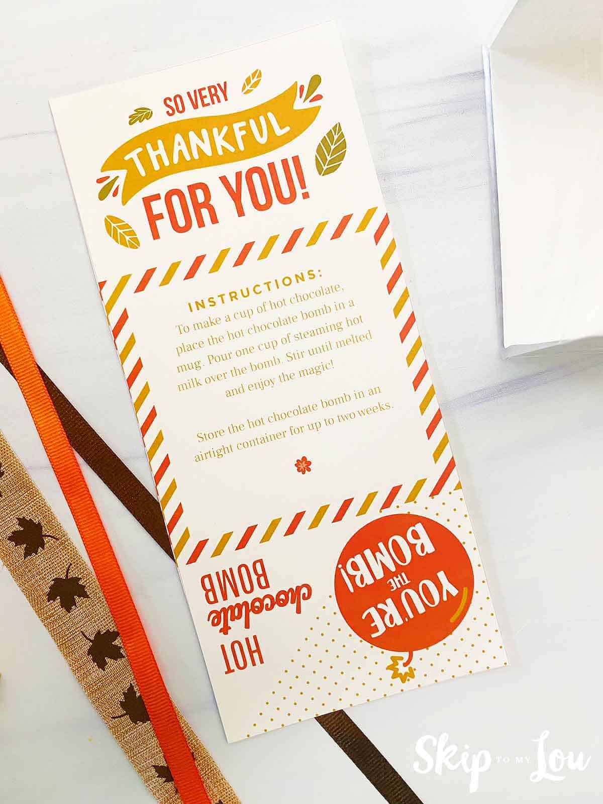 cocoa bomb free printable packaging so very thankful for you
