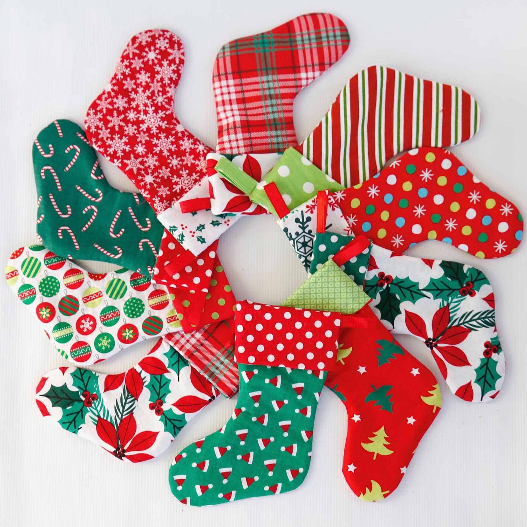 stockings laid out into a circle made from free stocking pattern