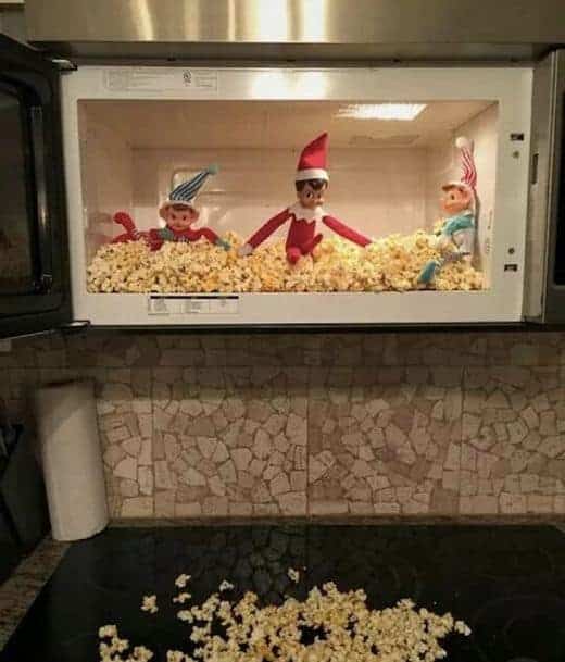 elf popcorn mess