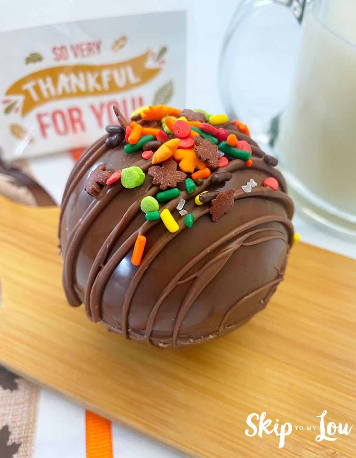 cocoa bomb with fall sprinkles
