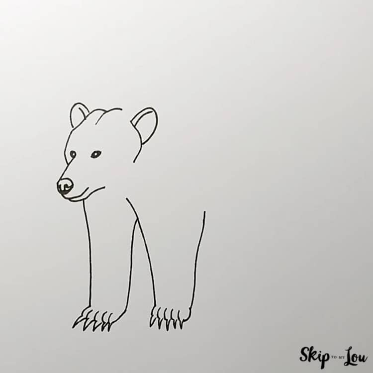 how to draw a bear tutorial adding front legs