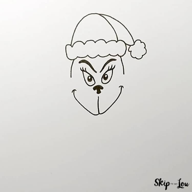 add the hat to the Grinch drawing