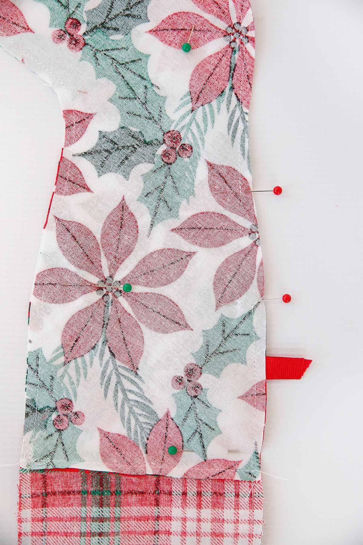 pin stocking and sew around edge