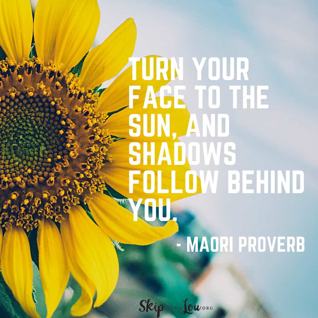 turn your face to the sun sunflower quote Maori Proverb