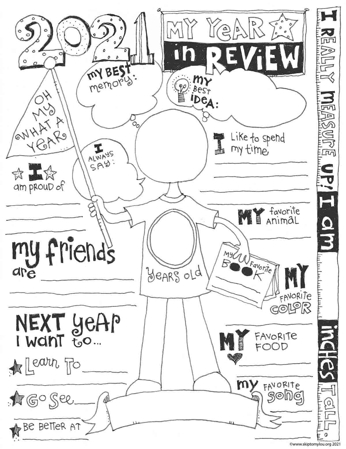 2021 year in review coloring page