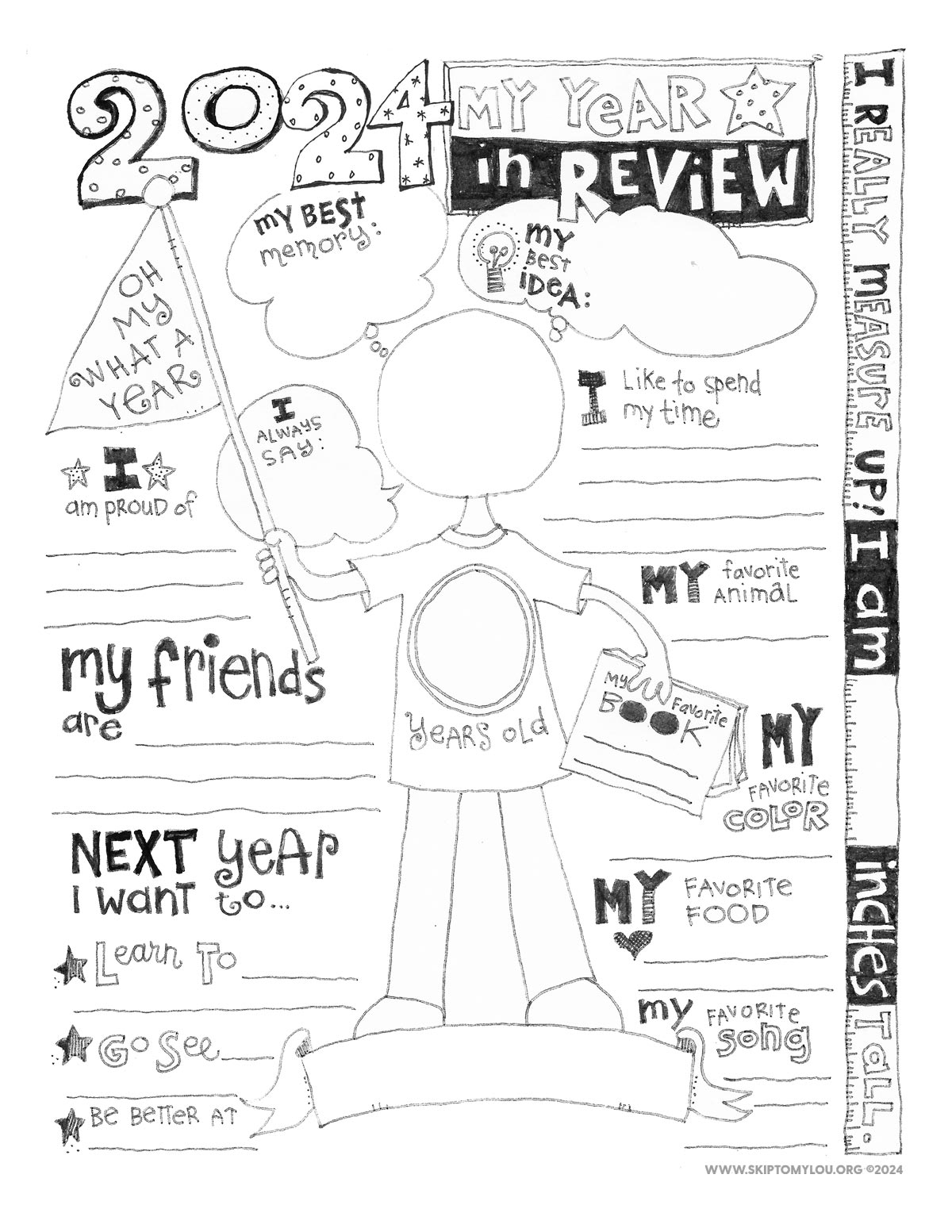 2024 year in review printable coloring page