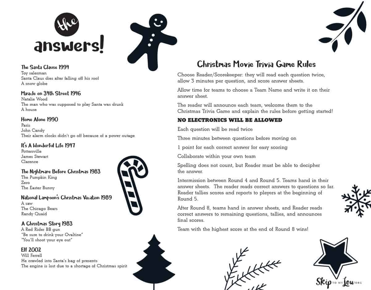 movie trivia answers black and white printable