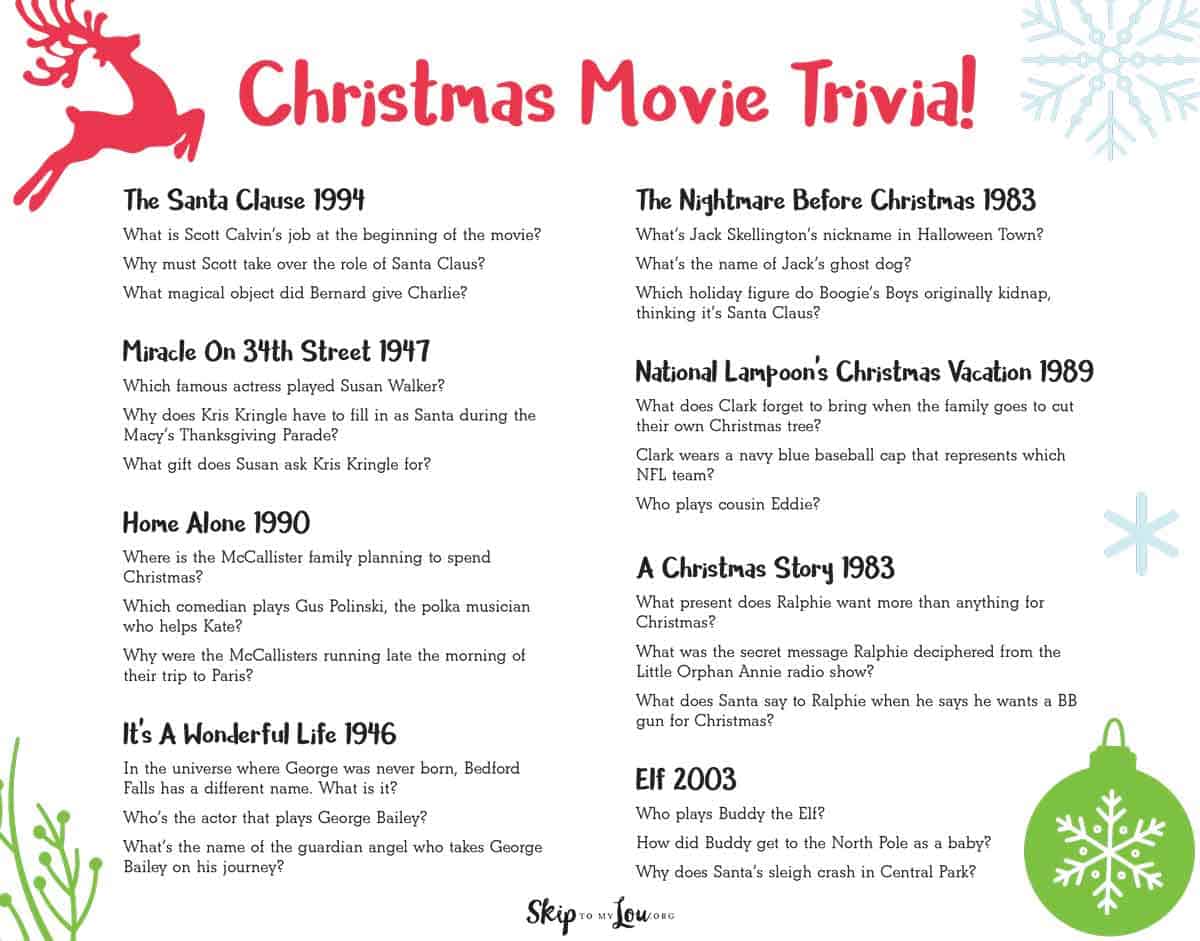 printable Christmas movie trivia questions